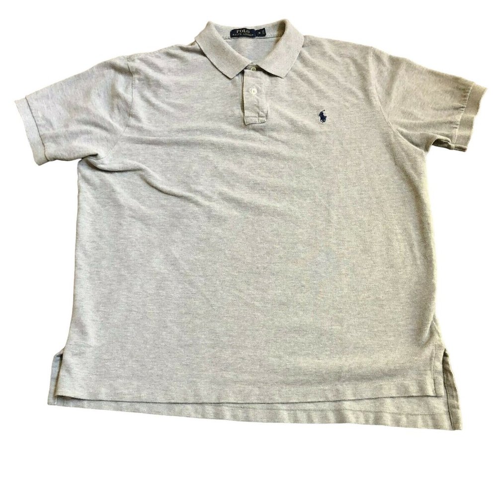 Polo by Ralph Lauren Men Short Sleeve 100% Cotton Polo Plain Gray, Size XL - Picture 1 of 7